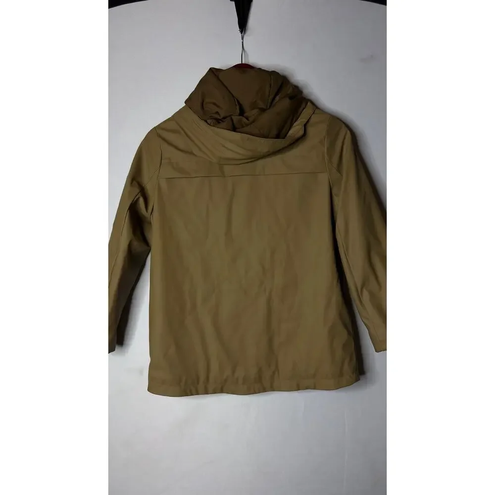 Zara unisex hooded tan full zip raincoat sz 10